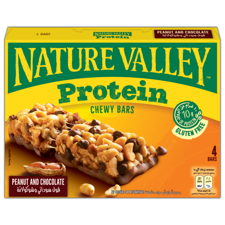 Nature Valley peanut and chocolate protein bars package